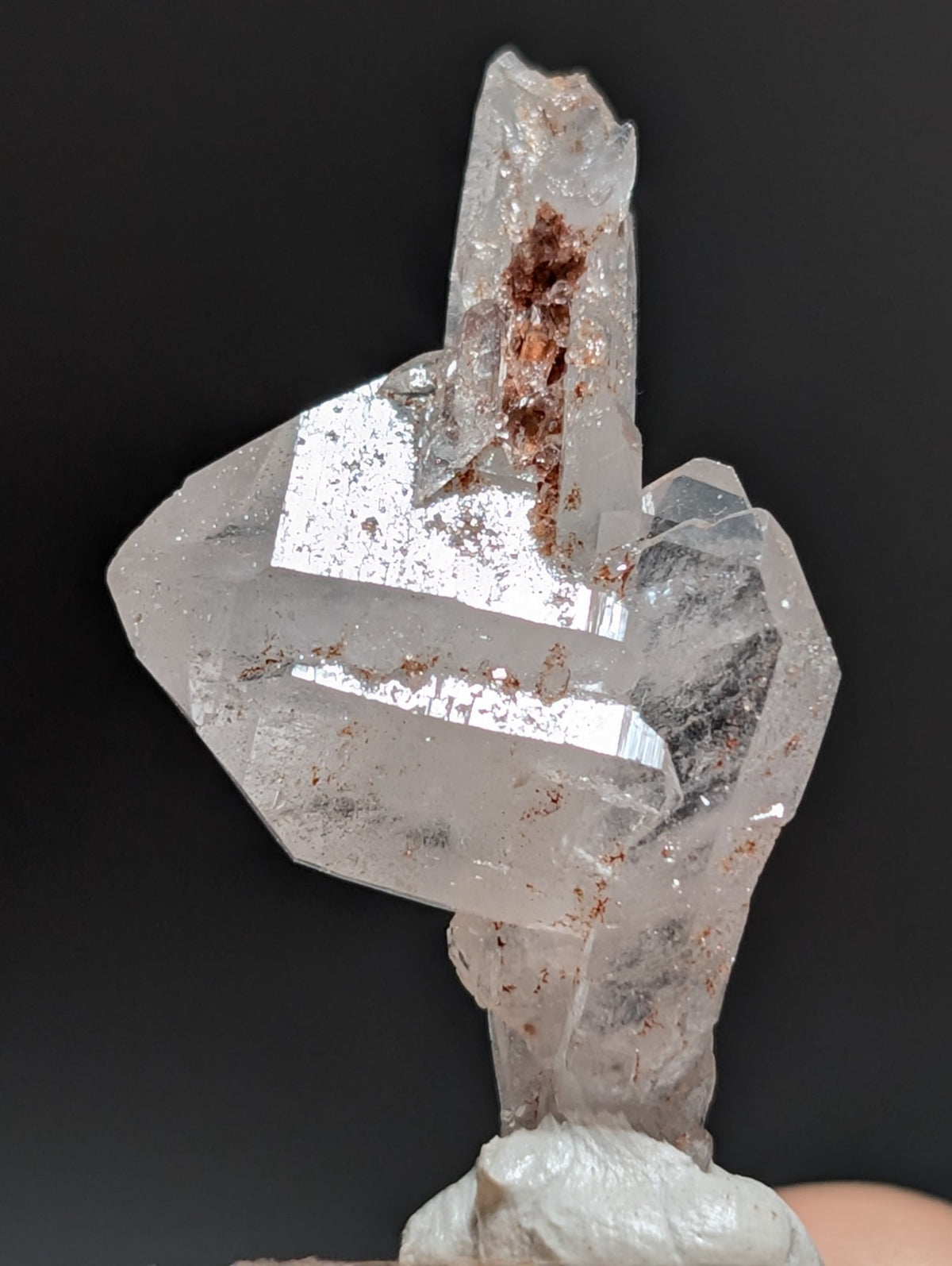 Faden Quartz, w/ Unique Growth, Montgomery County, Arkansas, + wood base