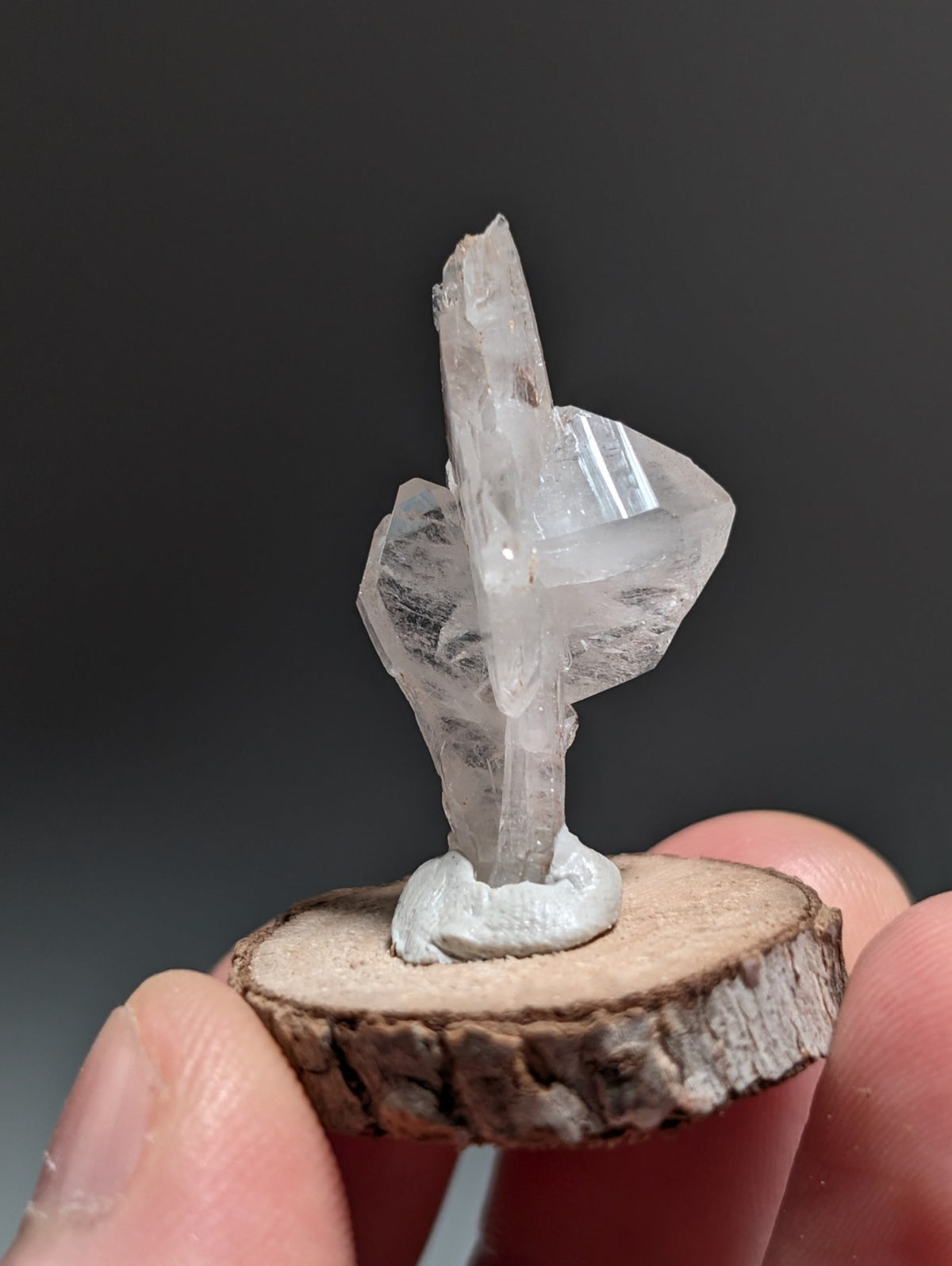 Faden Quartz, w/ Unique Growth, Montgomery County, Arkansas, + wood base