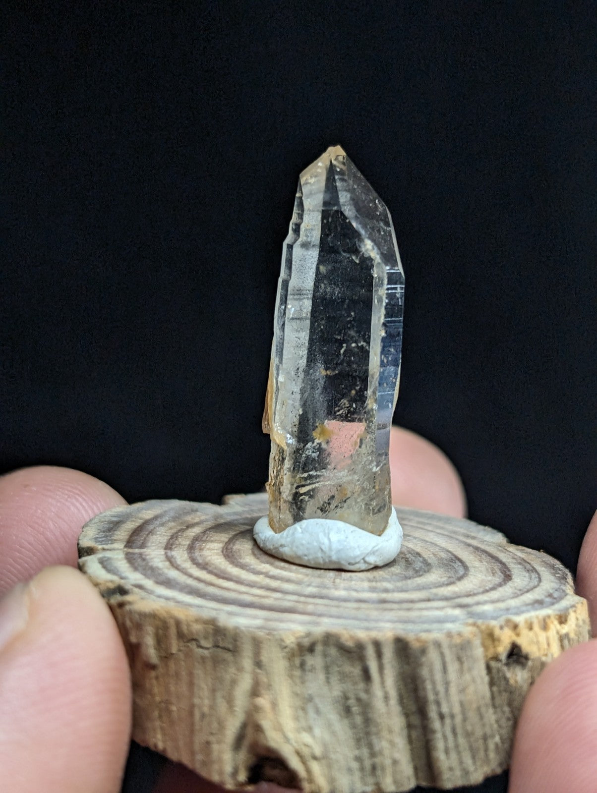 Phantom Quartz Crystal Point, Old Stock, Montgomery County, Arkansas, w/ base
