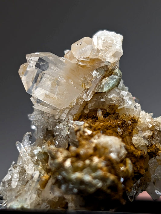 Green Cookeite on Quartz, Saline County, Arkansas, Old Stock, UV Reactive