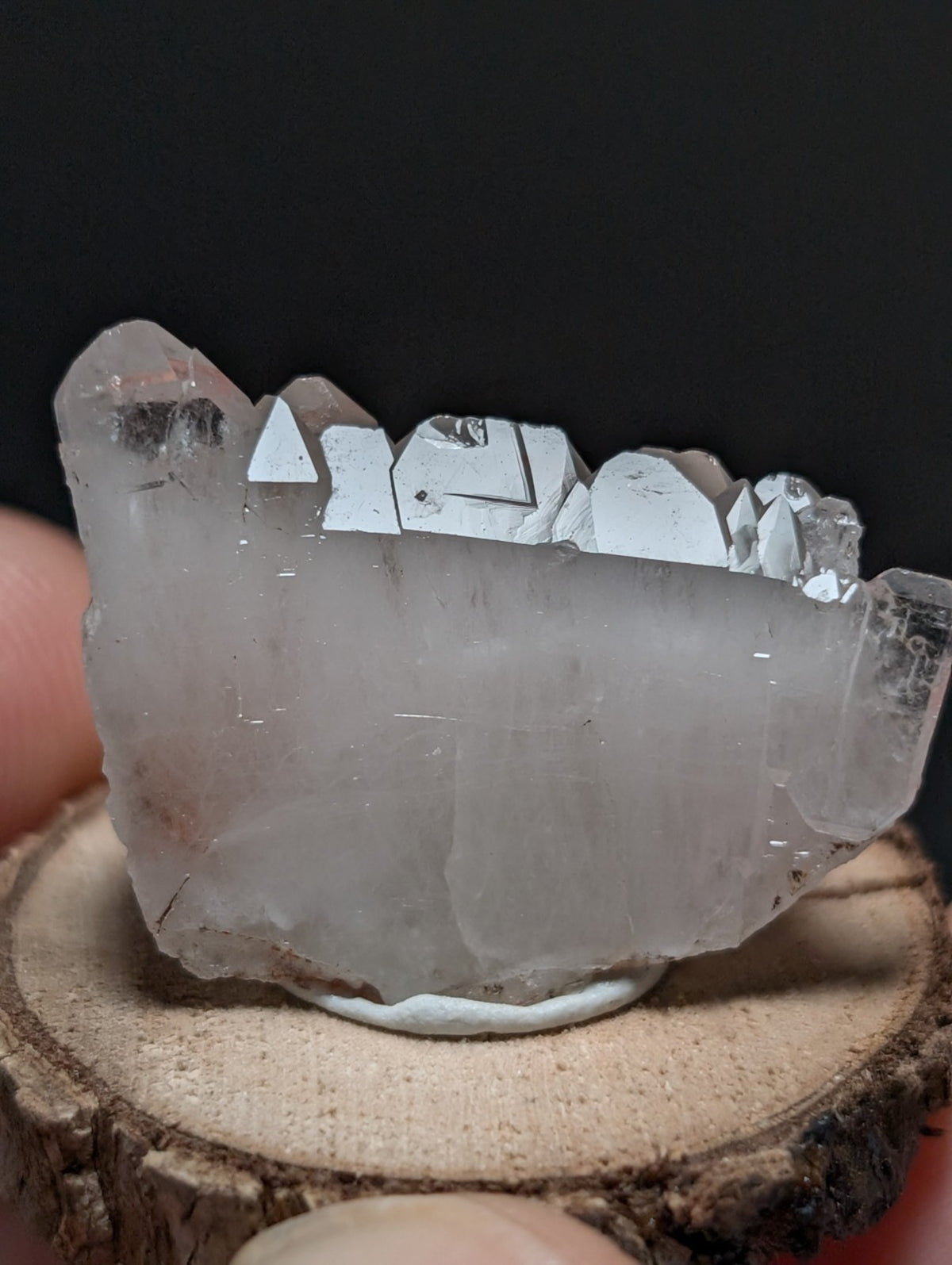 Parallel Growth Quartz Crystal, Montgomery County, Arkansas, w/natural wood base
