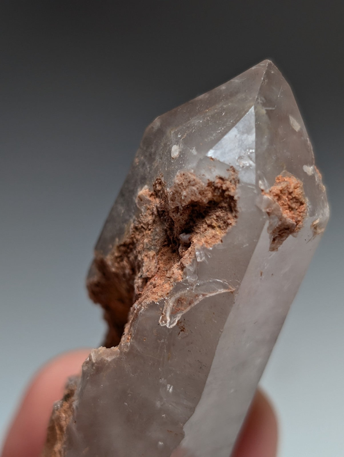 Smoky Growth Interference Quartz Crystal Point, Montgomery County, Arkansas