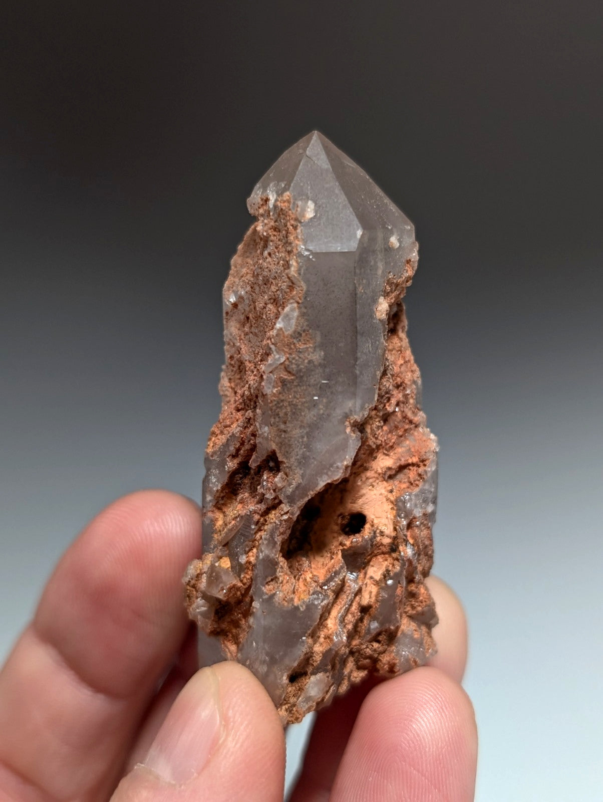 Smoky Growth Interference Quartz Crystal Point, Montgomery County, Arkansas