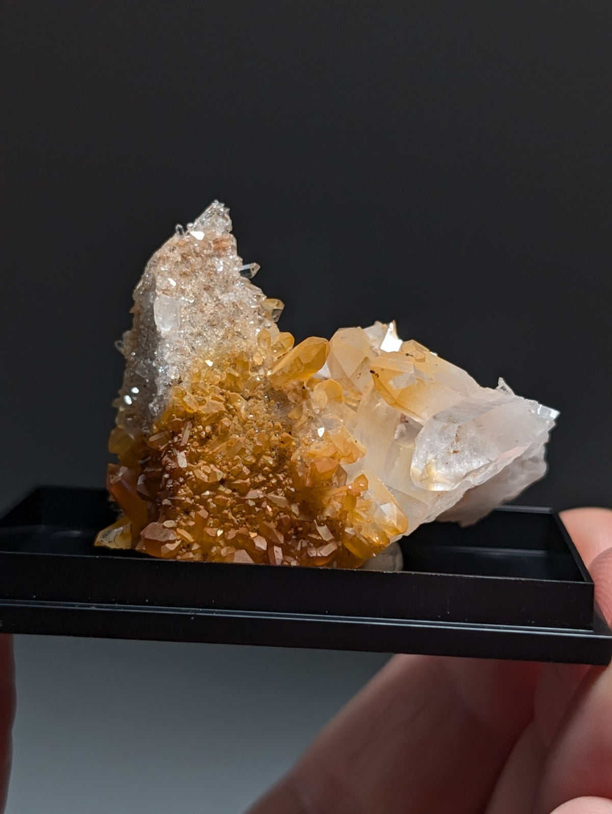 Pyramid Quartz Crystal Cluster, w/ photo case/mount, Montgomery County, Arkansas