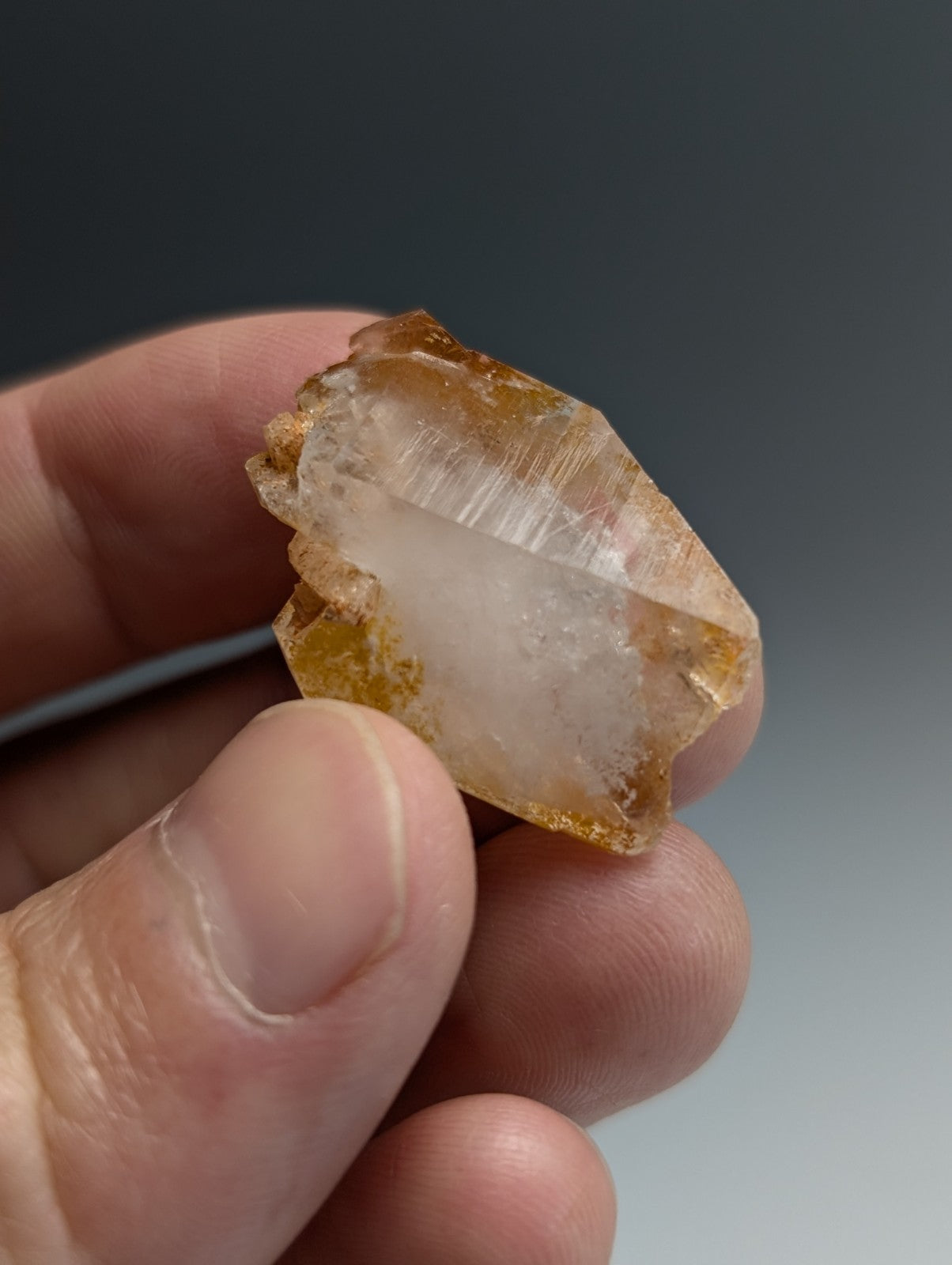 Adularia on Quartz Crystal Point, Double Terminated, Garland County, Arkansas