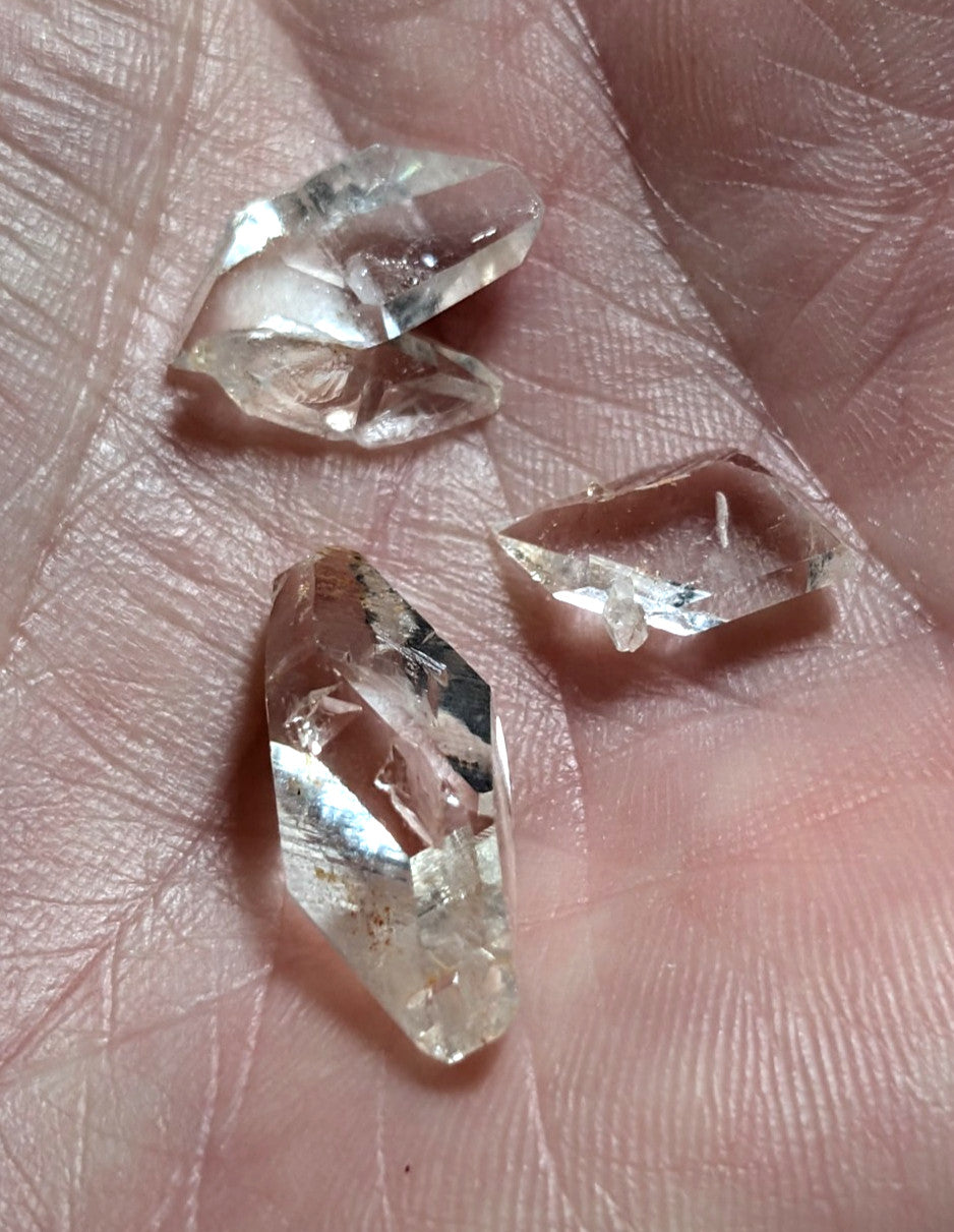 Set of 3 Arkansas Quartz Crystals, DT Arkimers, Garland County, Unique & OOAK