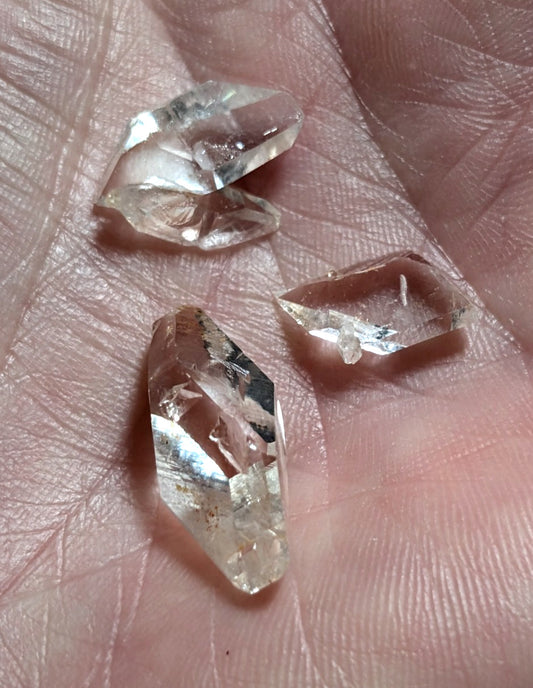 Set of 3 Arkansas Quartz Crystals, DT Arkimers, Garland County, Unique & OOAK