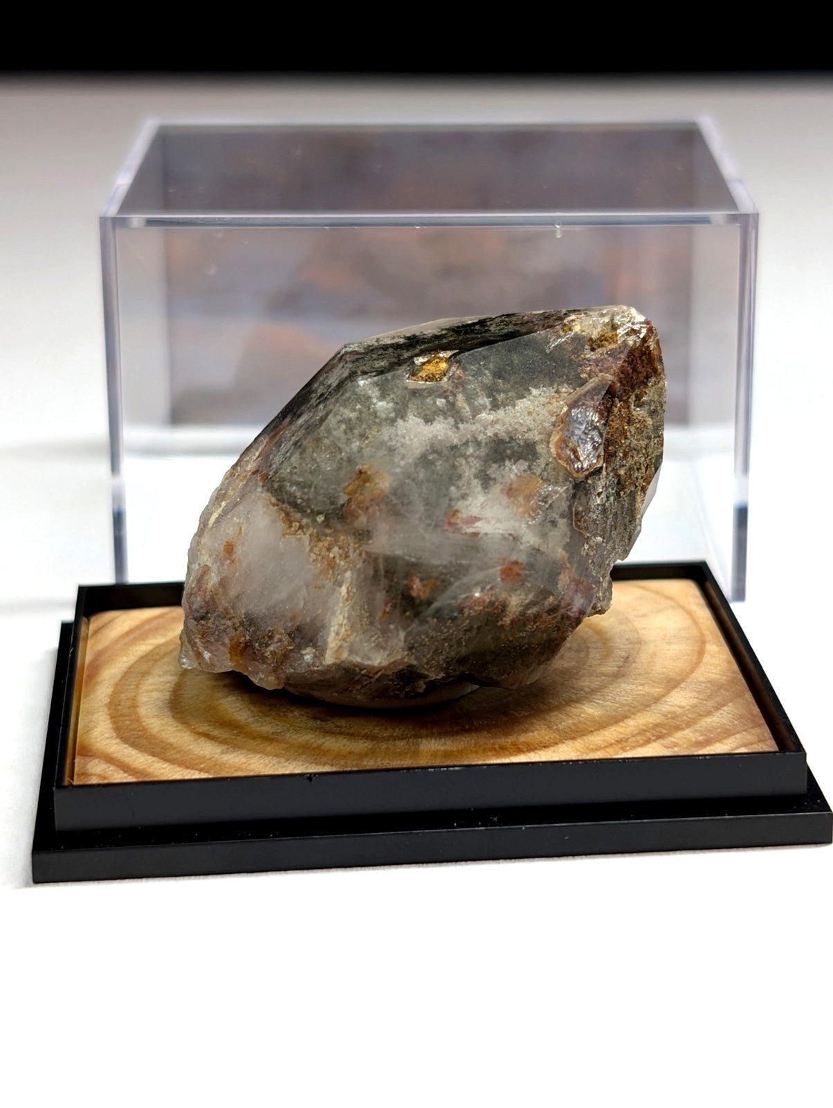 UNIQUE Phantom Quartz, w/ wood mount + photo case  - Garland County, Arkansas