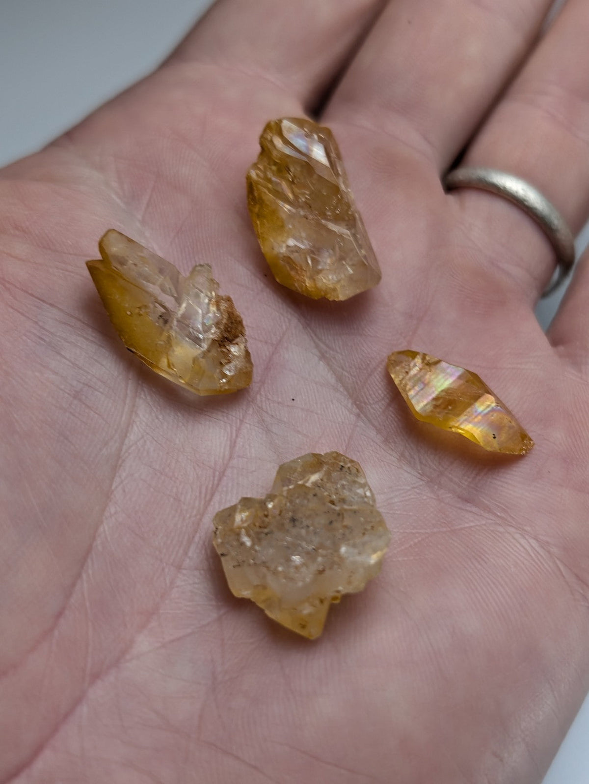 Set of 4 Arkansas Quartz Crystals w/ Natural Iridescence, Unique & OOAK, A+