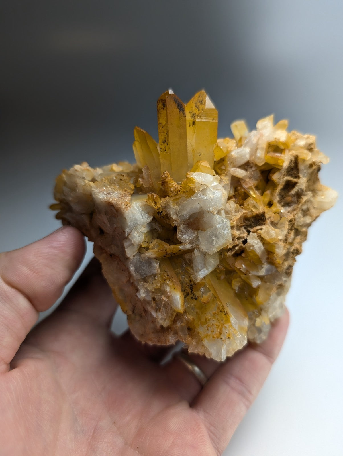 Quartz Crystal Cluster w/ natural color, Garland County, Arkansas, Beautiful!
