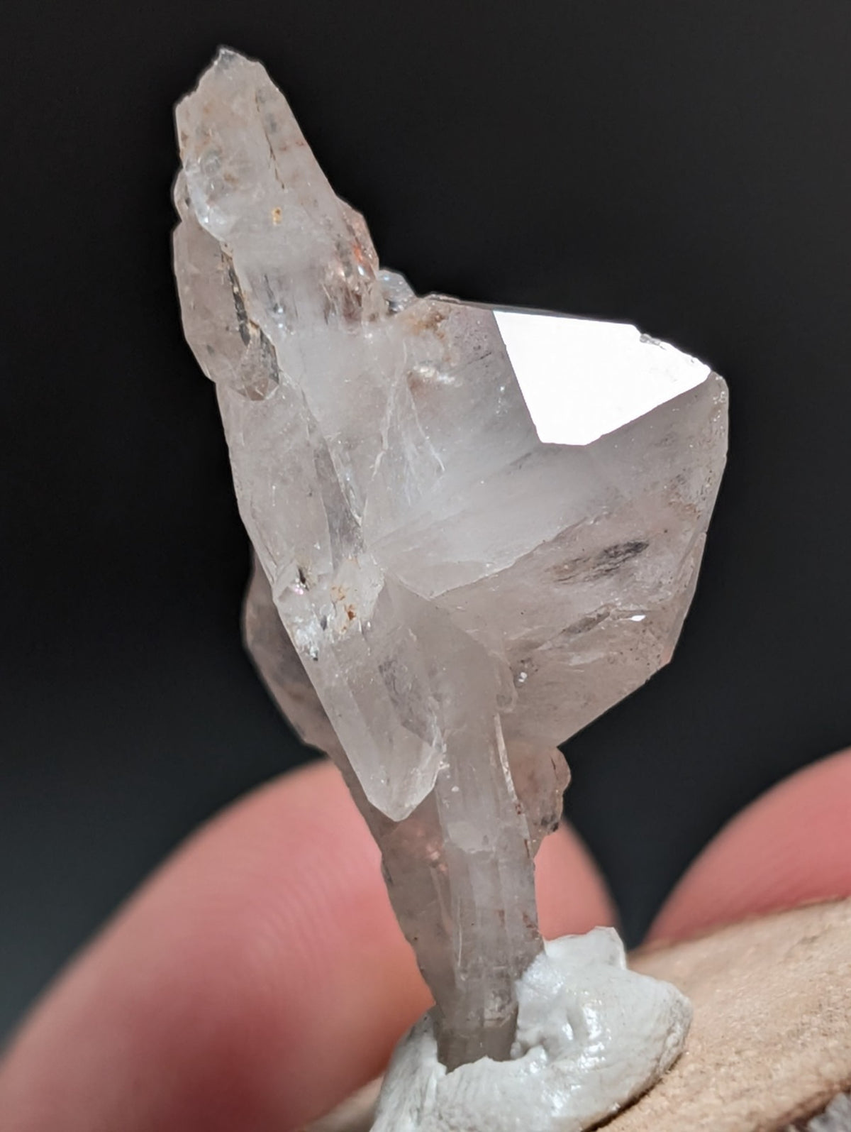 Faden Quartz, w/ Unique Growth, Montgomery County, Arkansas, + wood base