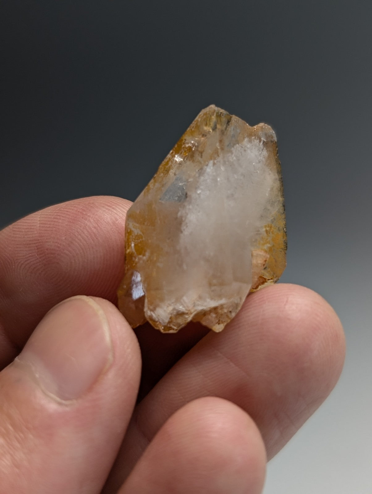 Adularia on Quartz Crystal Point, Double Terminated, Garland County, Arkansas