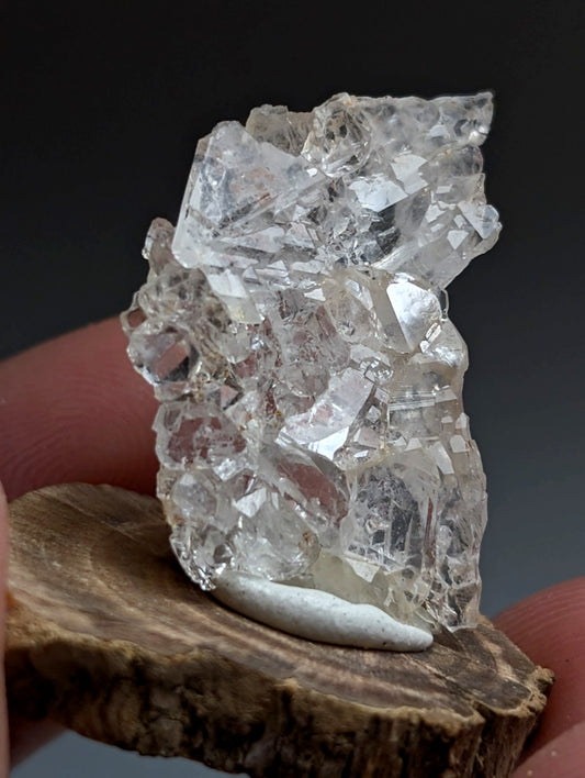 A+ Unique Quartz, Old Stock, Montgomery County, Arkansas, w/ natural wood base