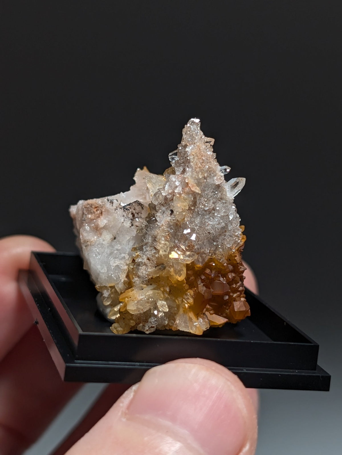 Pyramid Quartz Crystal Cluster, w/ photo case/mount, Montgomery County, Arkansas