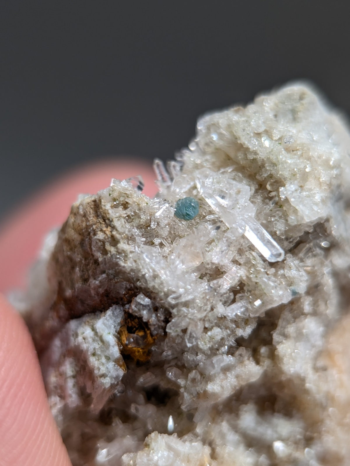 Blue-Green Cookeite on Solution Quartz, Saline County, Arkansas, Old Stock
