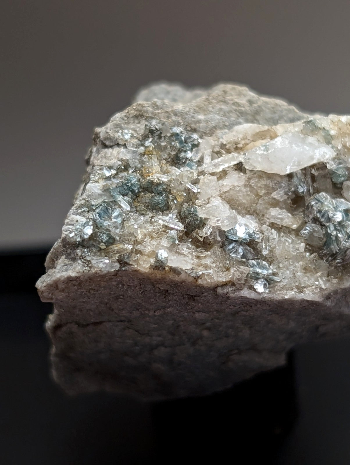 Blue-Green Cookeite on Quartz, Saline County, Arkansas, Old Stock, UV Reactive