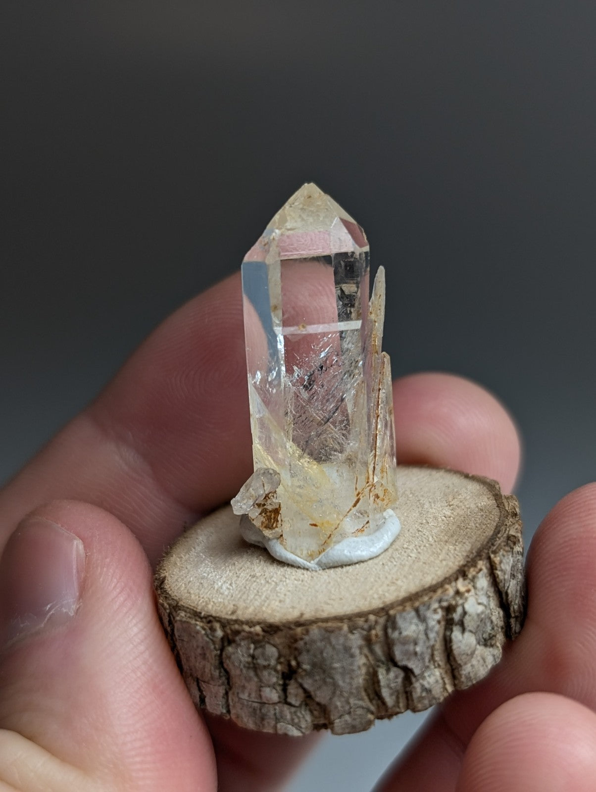 VERY Unique Quartz Point, Old Stock, Montgomery County, Arkansas, w/ wood base