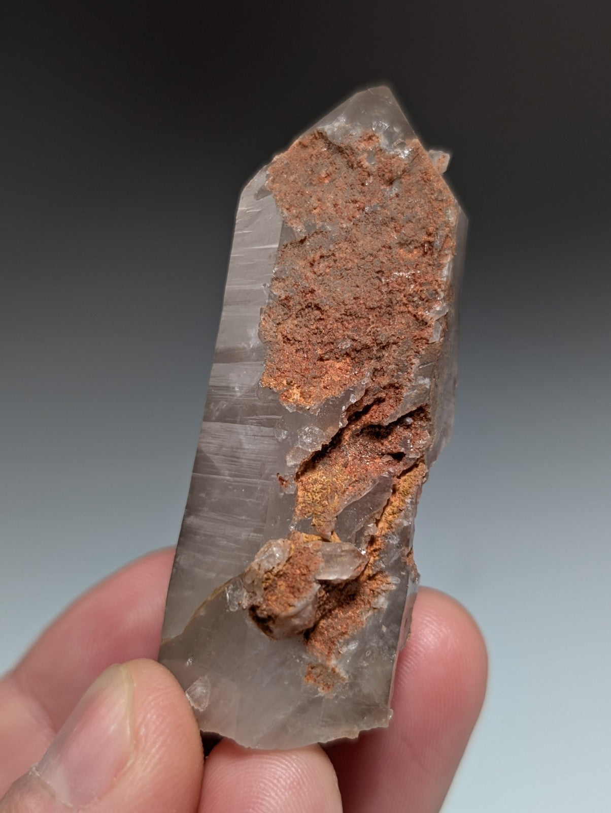 Smoky Growth Interference Quartz Crystal Point, Montgomery County, Arkansas