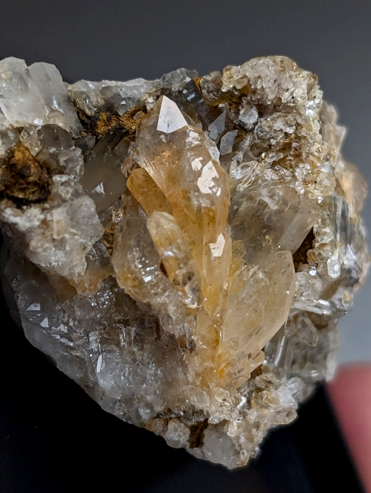 Quartz Crystal Cluster, w/ photo case/mount,  Saline County, Arkansas, Old Stock