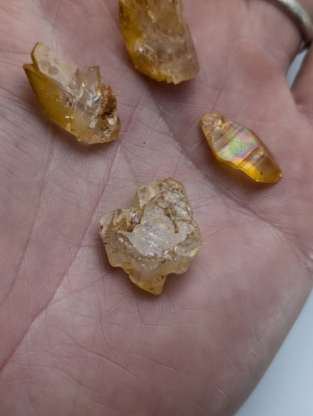 Set of 4 Arkansas Quartz Crystals w/ Natural Iridescence, Unique & OOAK, A+