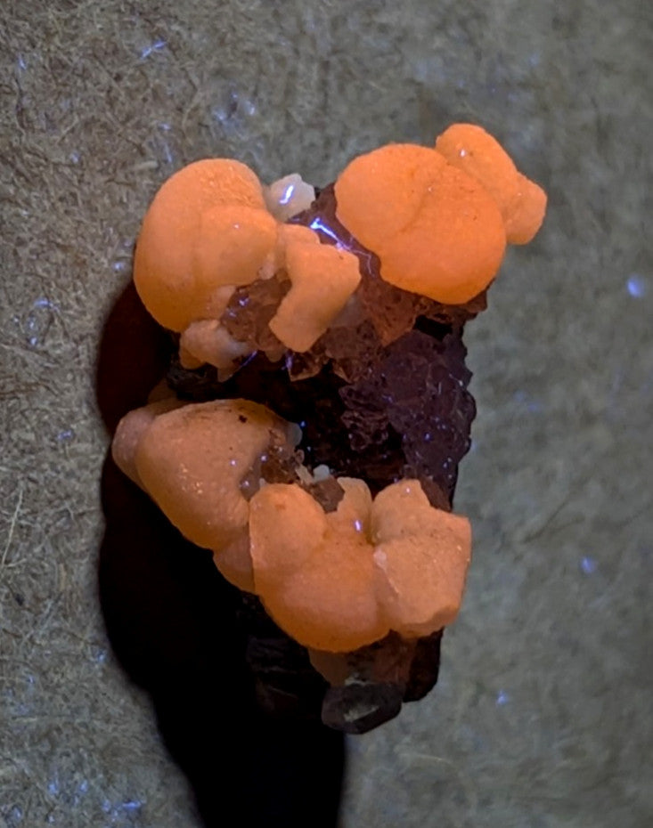 Greenockite included Smithsonite on Quartz/Sphalerite, Rush, Marion Co, Arkansas