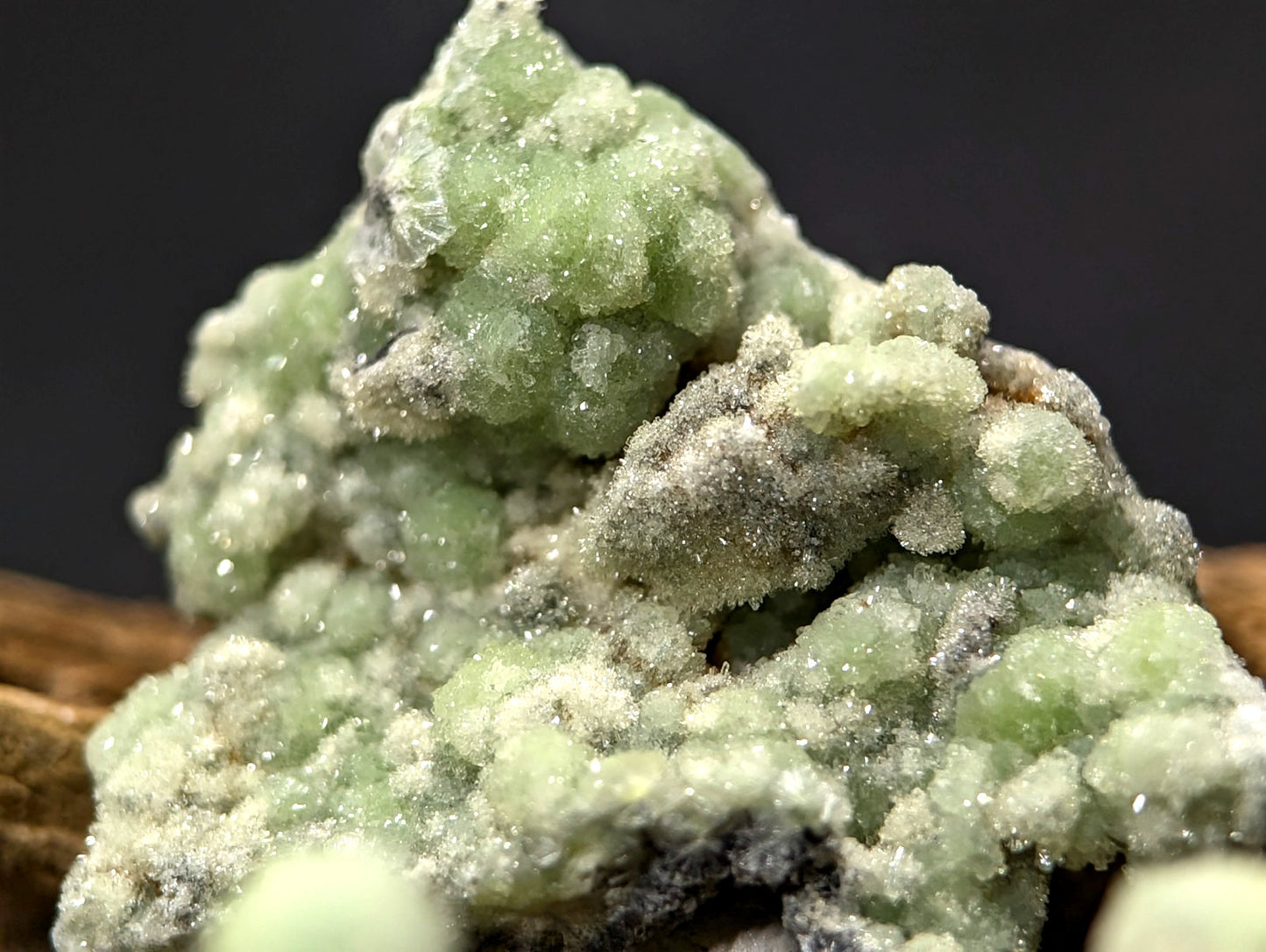 Wavellite "Moss on a Log", Montgomery County, Arkansas, w/ base, OOAK set of 6