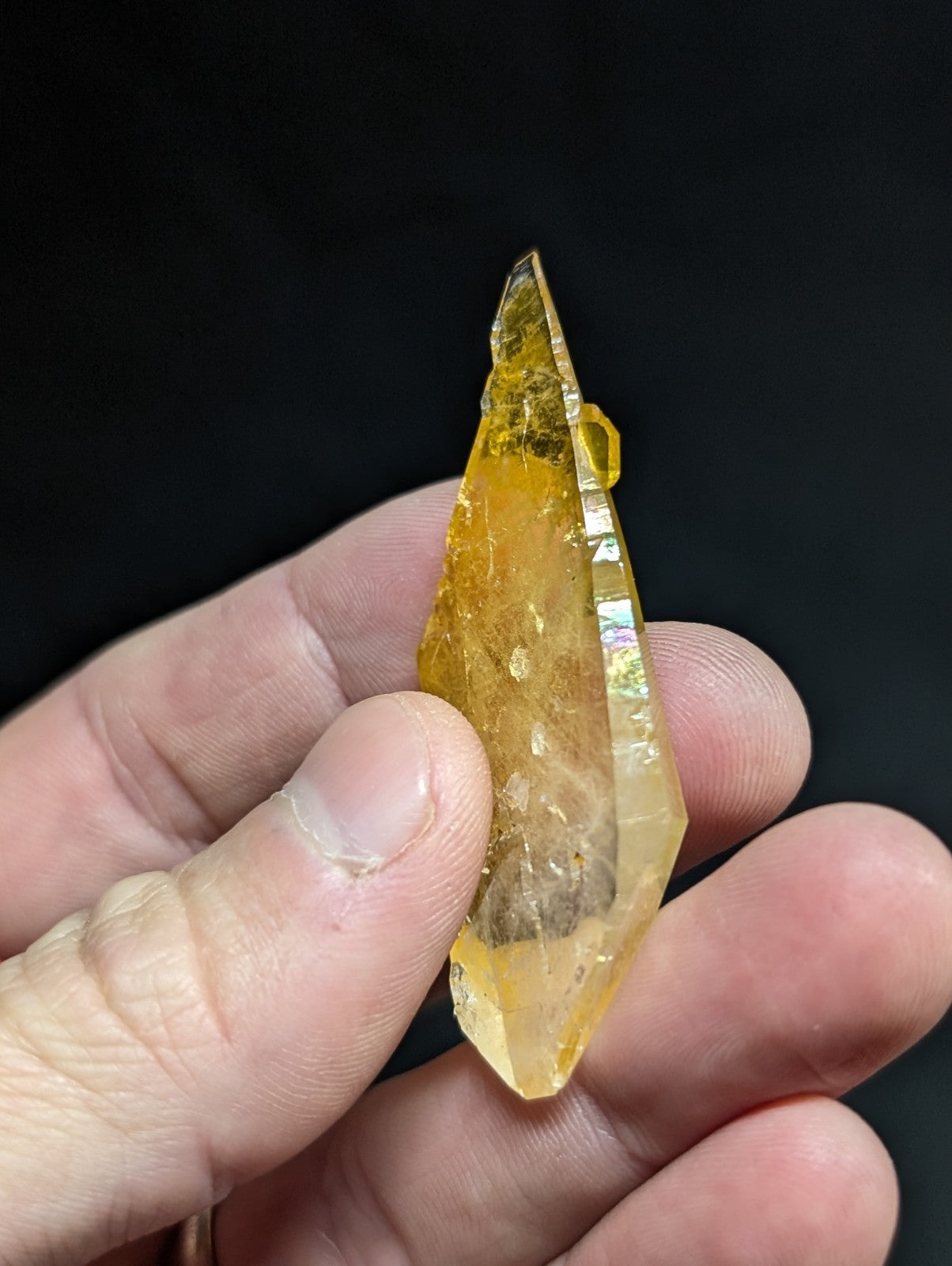 A+++ Rainbow Sheet Quartz Crystal Point, Old Stock, Garland County, Arkansas
