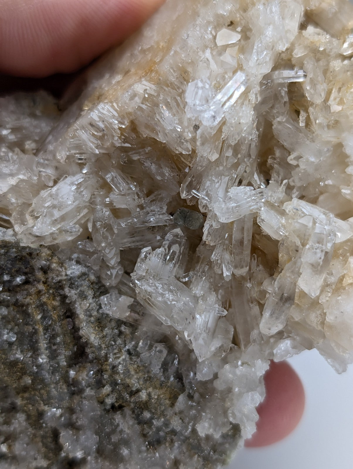 Blue-Green Cookeite on Quartz, Saline County, Arkansas, Old Stock, UV Reactive