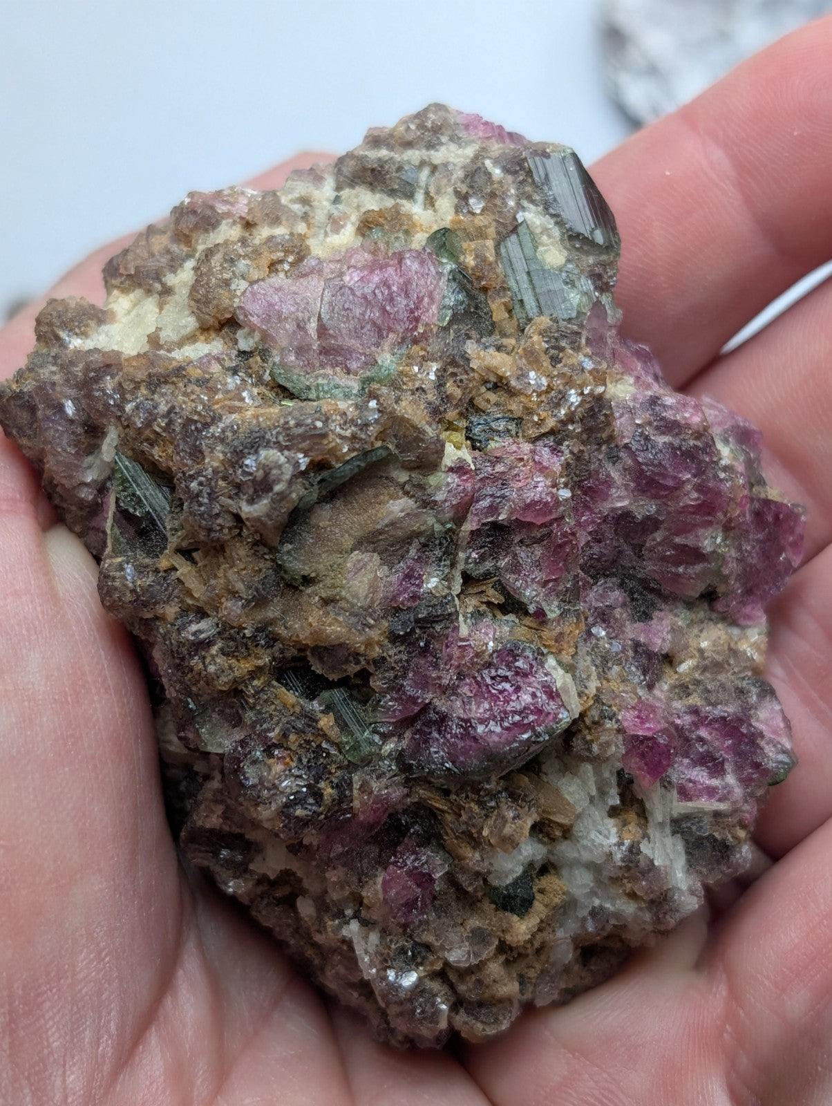 Amethyst, Tourmaline, Apatite, Pyrophyllite, Lepidolite, Flat of 9 OOAK Minerals