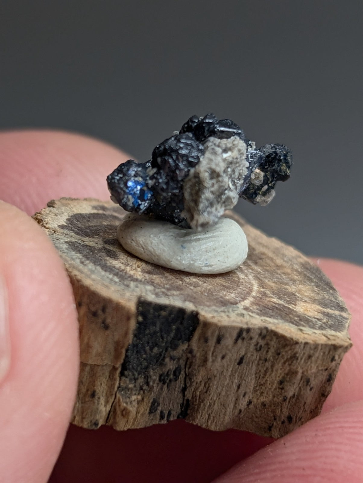 A+ Unique Brookite Crystal, Magnet Cove, Arkansas, Old Stock, + wood stand