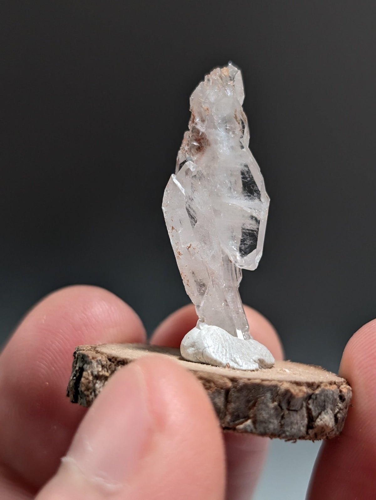 Faden Quartz, w/ Unique Growth, Montgomery County, Arkansas, + wood base