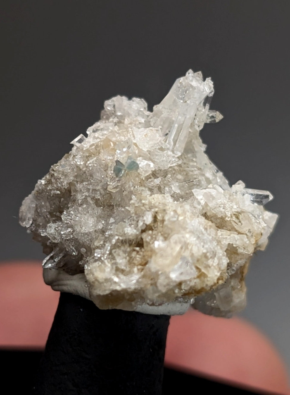 Blue-Green Cookeite on Solution Quartz, Saline County, Arkansas, Old Stock
