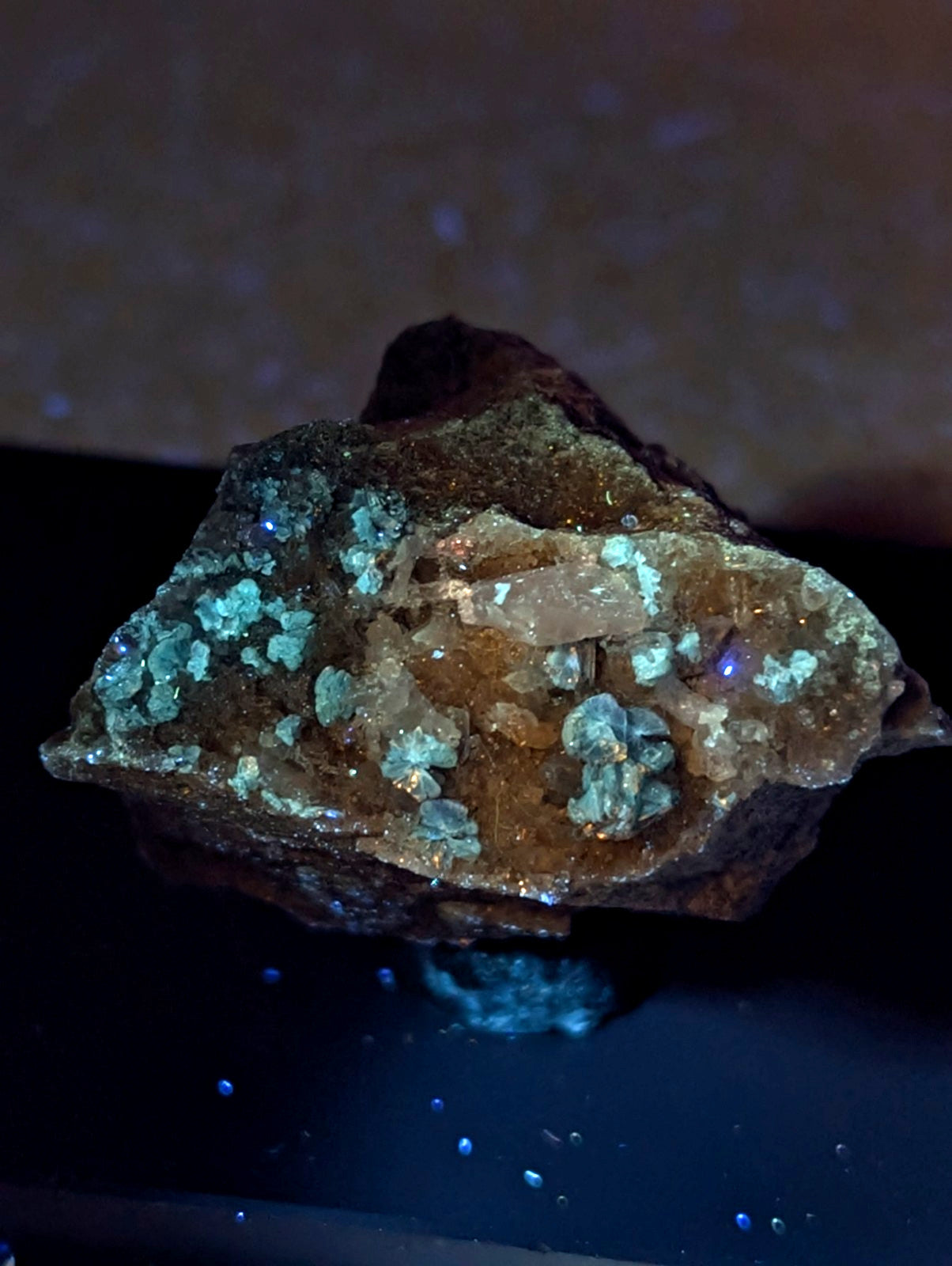 Blue-Green Cookeite on Quartz, Saline County, Arkansas, Old Stock, UV Reactive