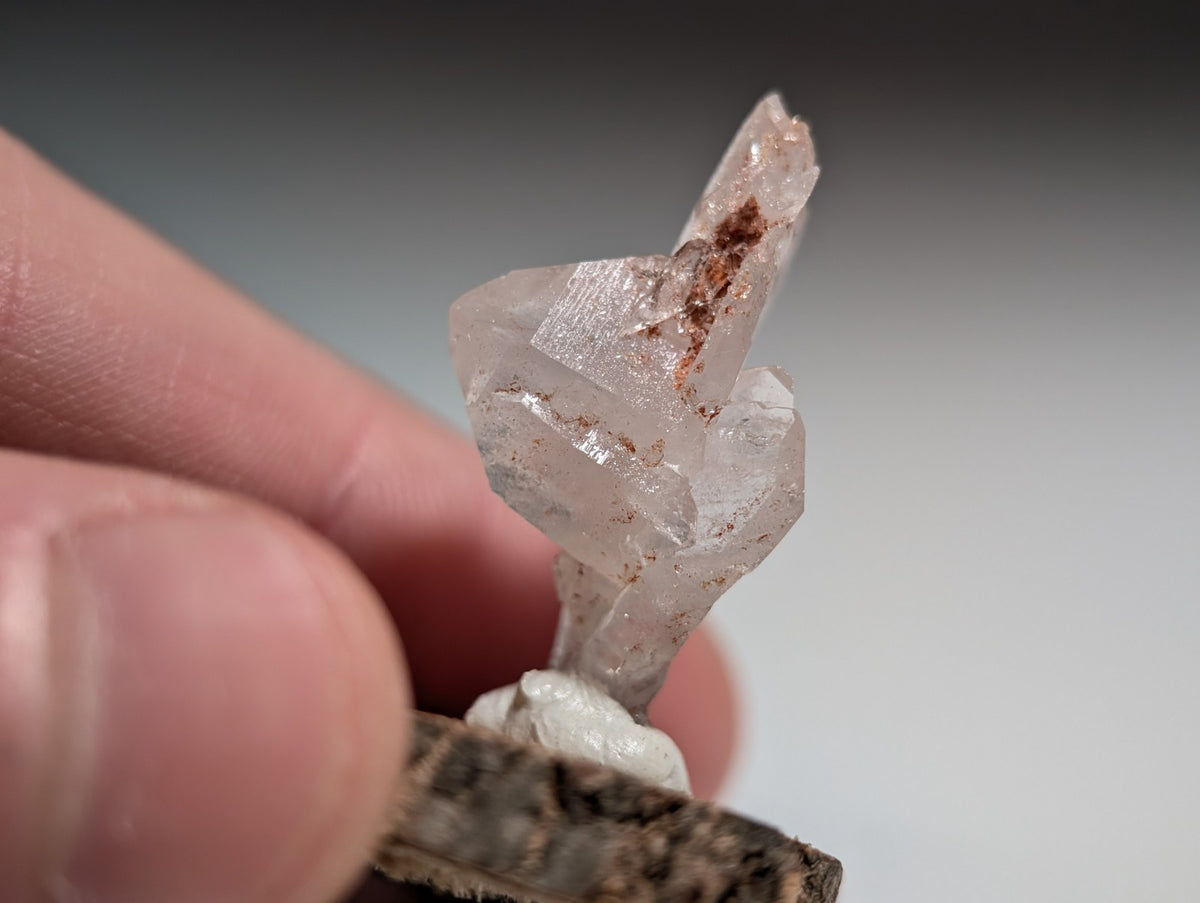 Faden Quartz, w/ Unique Growth, Montgomery County, Arkansas, + wood base