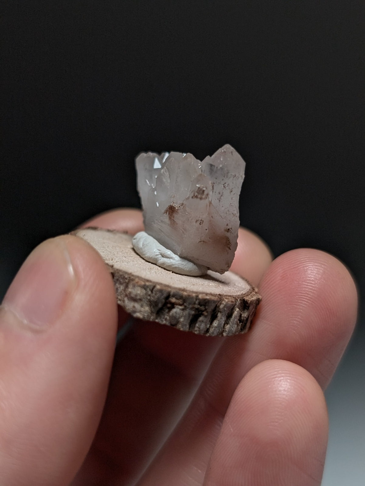 Parallel Growth Quartz Crystal, Montgomery County, Arkansas, w/natural wood base