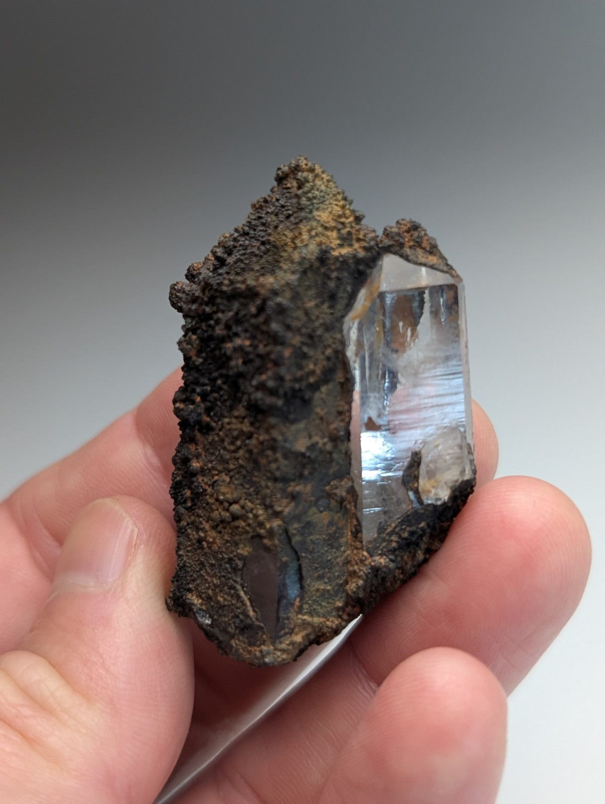 VERY Unique Goethite-capped Quartz Crystal, Montgomery County, Arkansas, USA