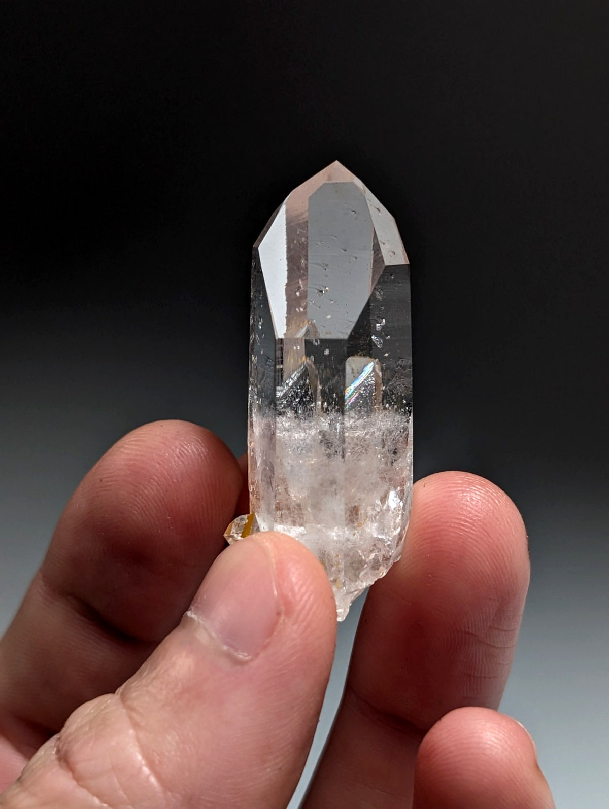 AAA Optical Quartz Crystal Point w/ rainbow, Garland County, Arkansas, USA