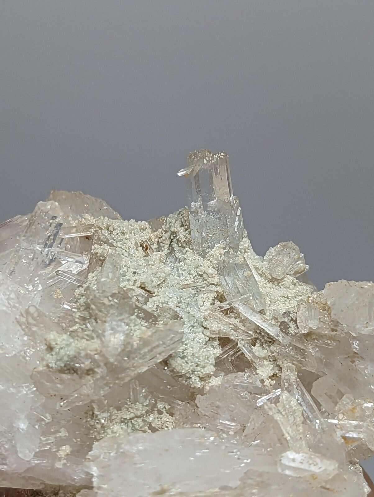 Jeffrey Quarry Quartz Crystal + Blue Cookeite, Ultra Rare Arkansas Old Stock 8cm