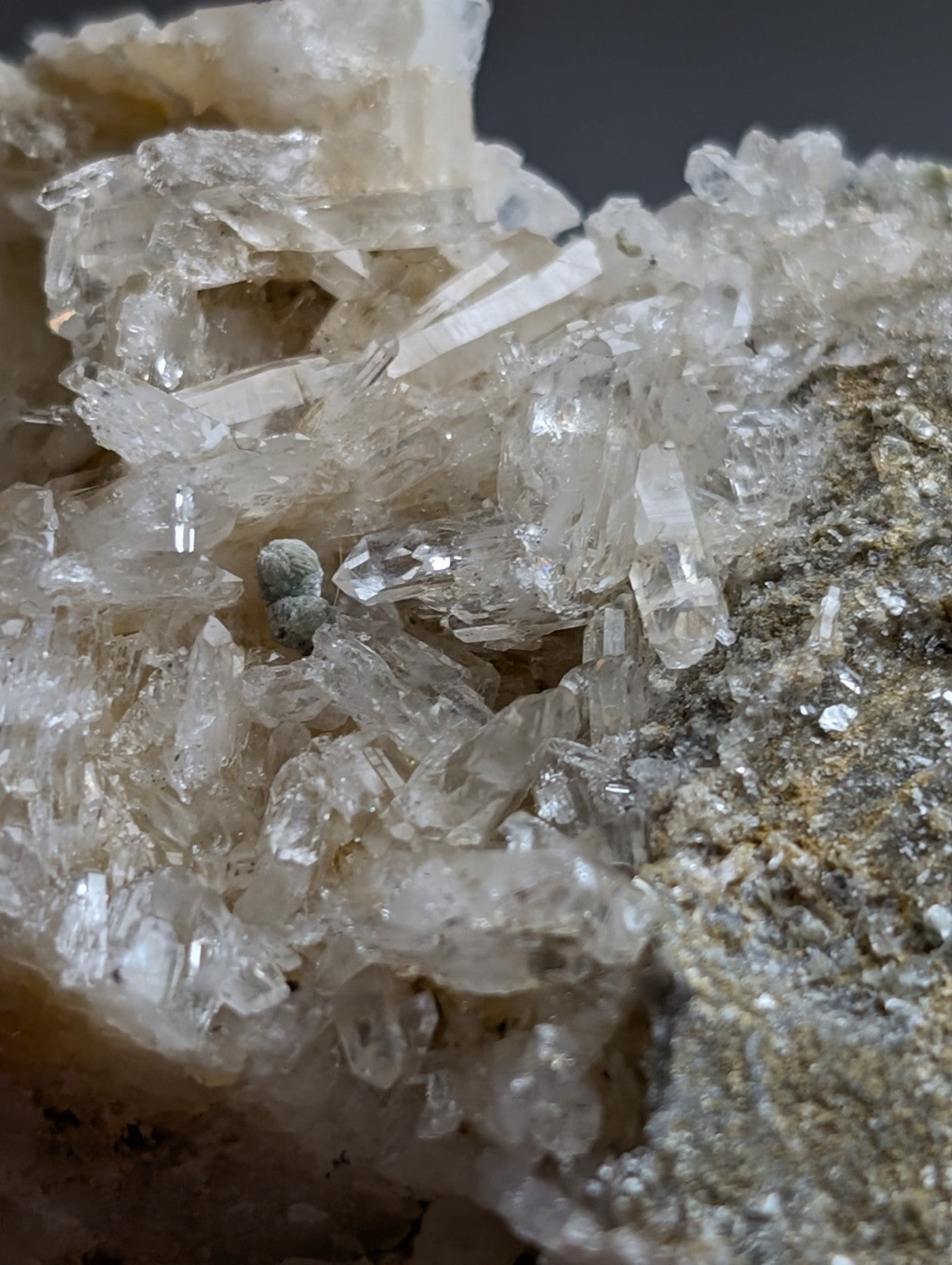Blue-Green Cookeite on Quartz, Saline County, Arkansas, Old Stock, UV Reactive