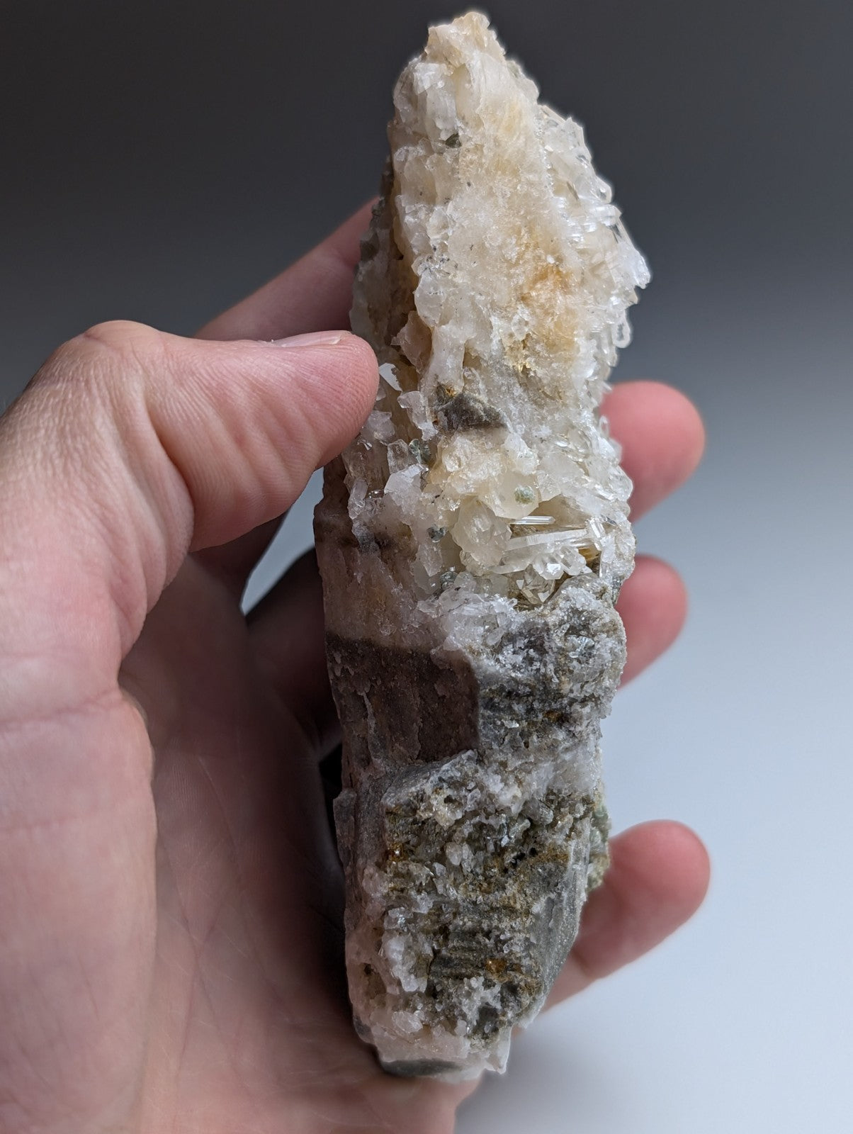 Blue-Green Cookeite on Quartz, Saline County, Arkansas, Old Stock, UV Reactive