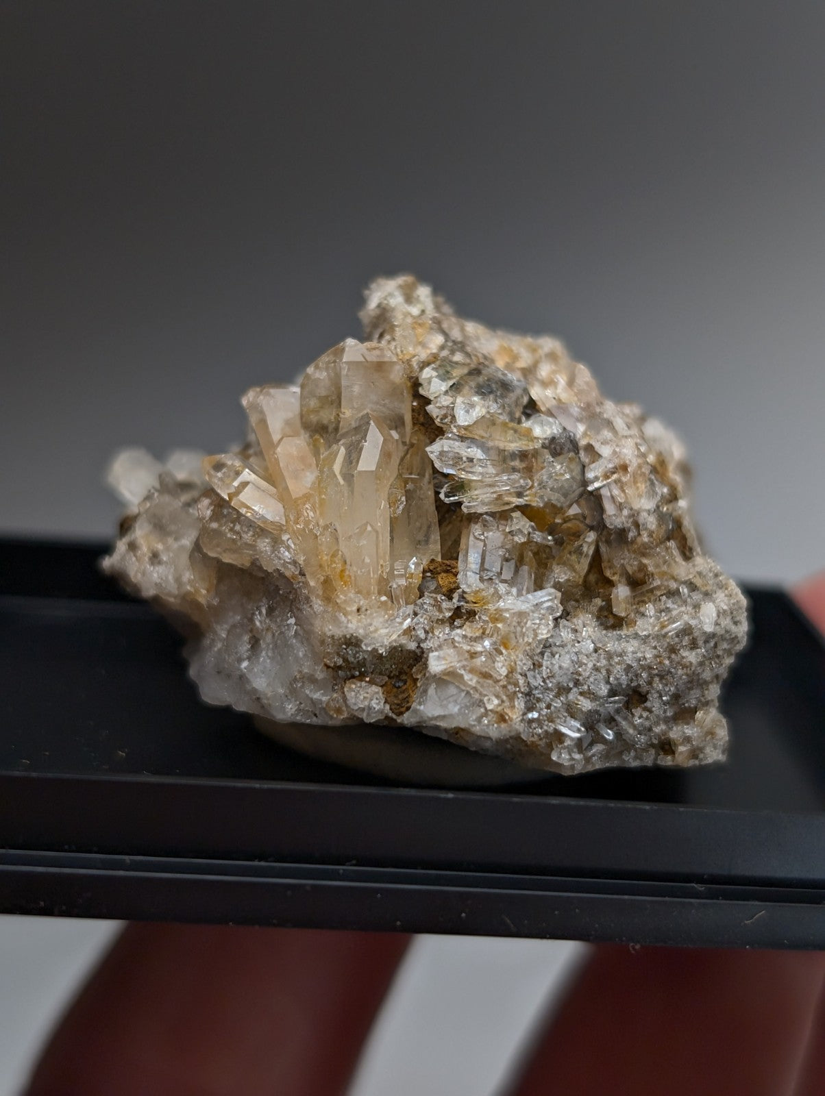 Quartz Crystal Cluster, w/ photo case/mount,  Saline County, Arkansas, Old Stock