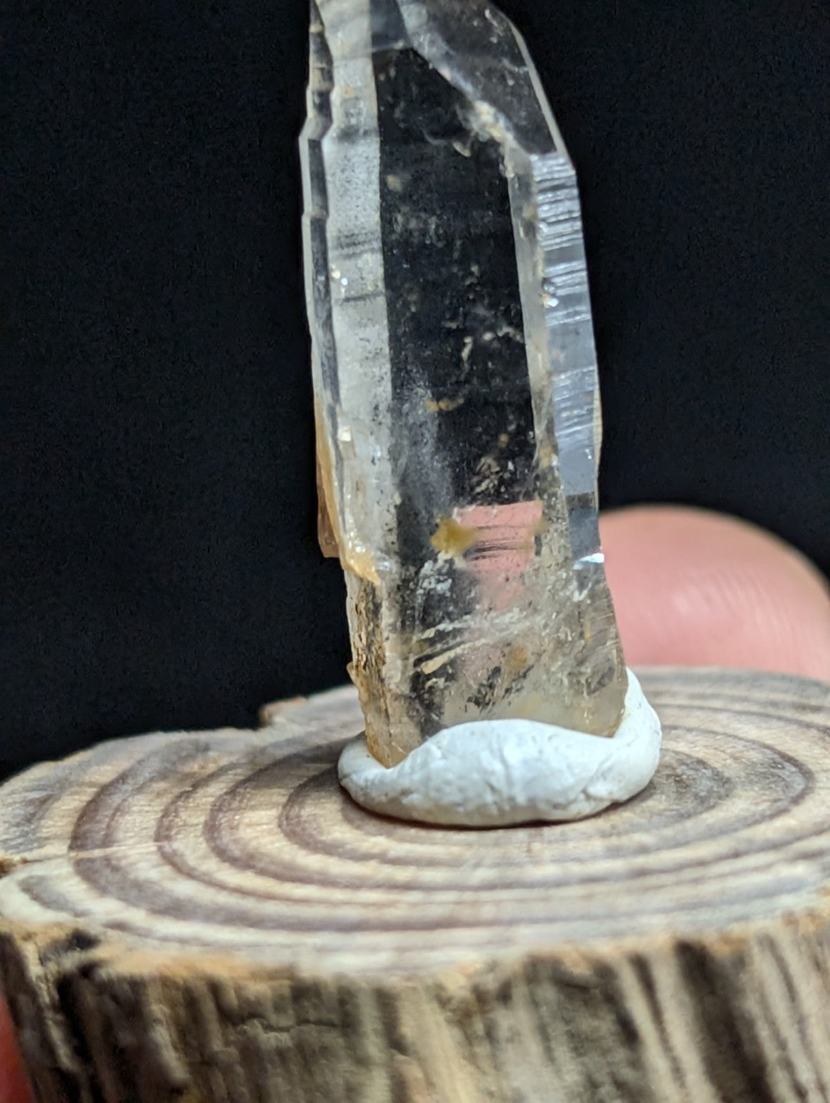 Phantom Quartz Crystal Point, Old Stock, Montgomery County, Arkansas, w/ base