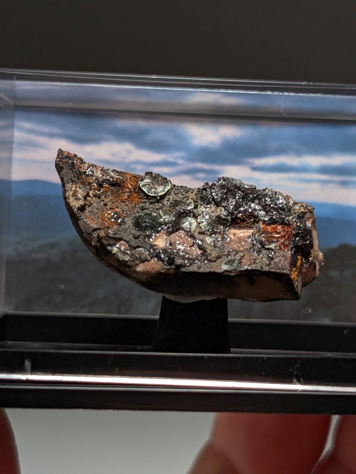 Rare Kidwellite on Novaculite - Coon Creek, Polk County, Arkansas, w/ photo case