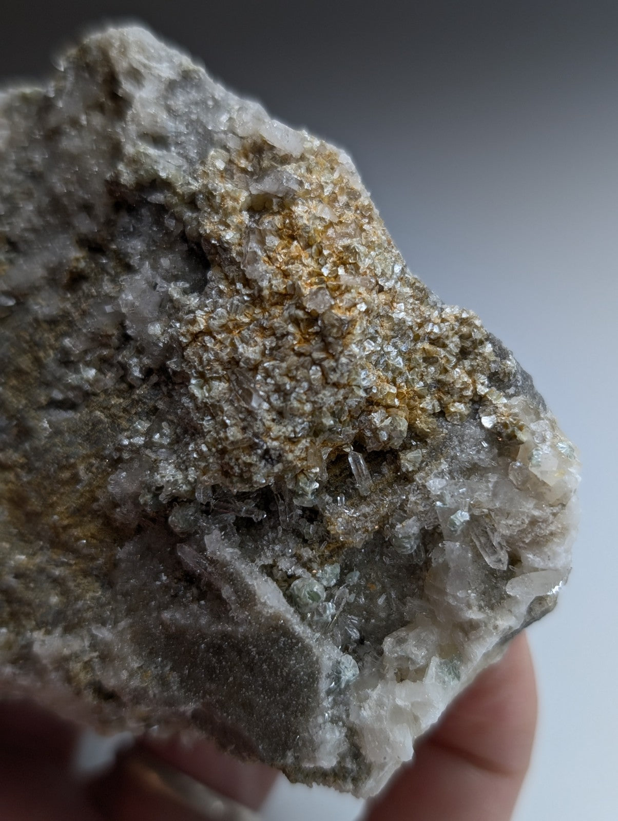 Blue-Green Cookeite on Quartz, Saline County, Arkansas, Old Stock, UV Reactive