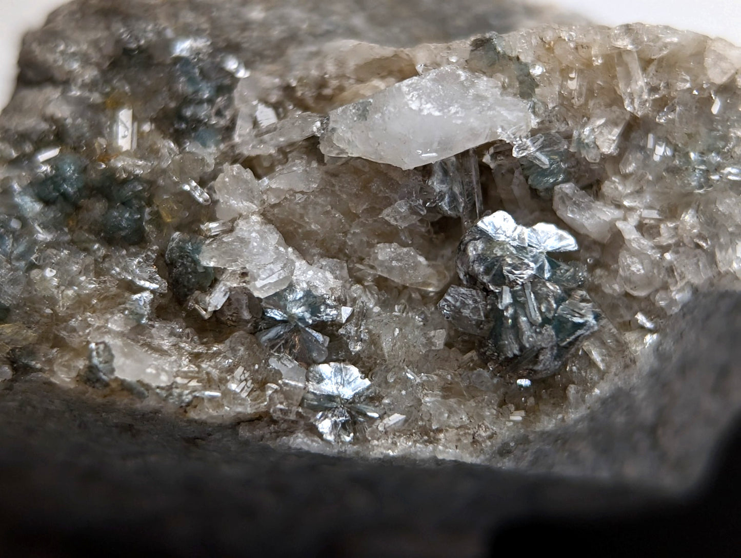 Blue-Green Cookeite on Quartz, Saline County, Arkansas, Old Stock, UV Reactive