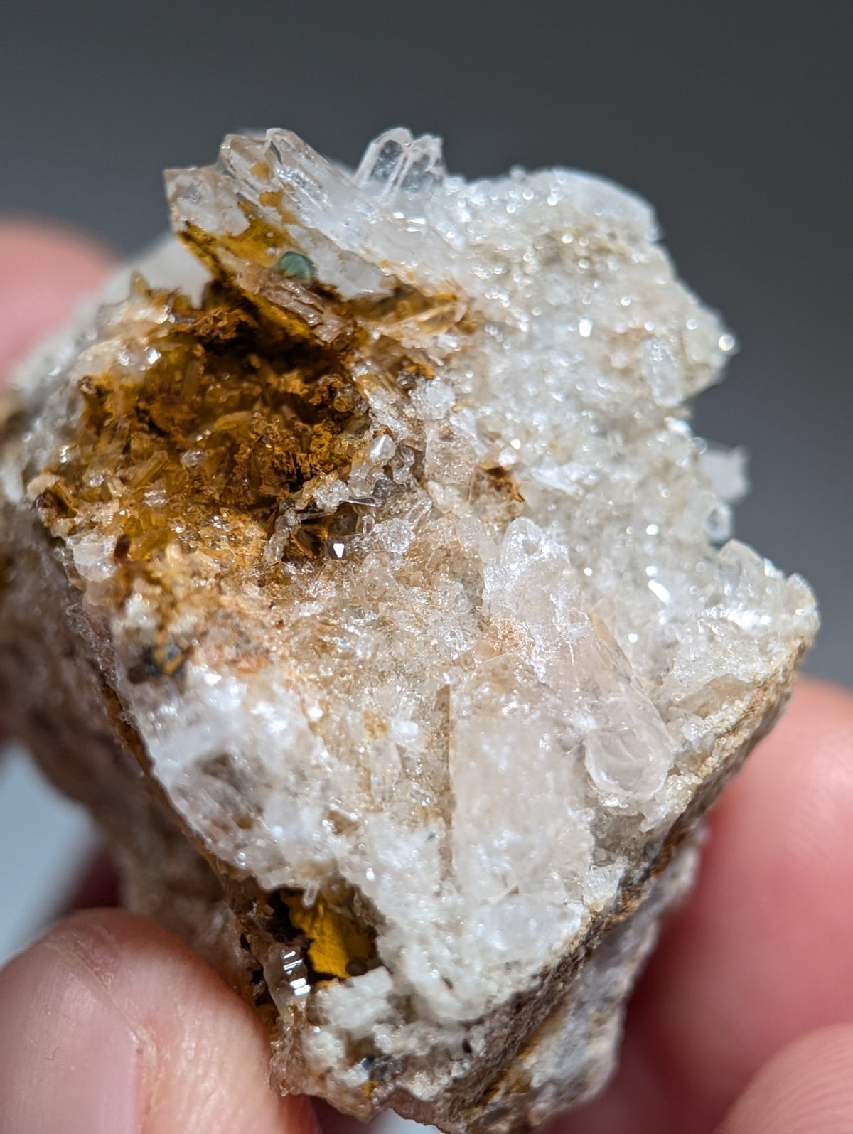 Blue-Green Cookeite on Solution Quartz, Saline County, Arkansas, Old Stock