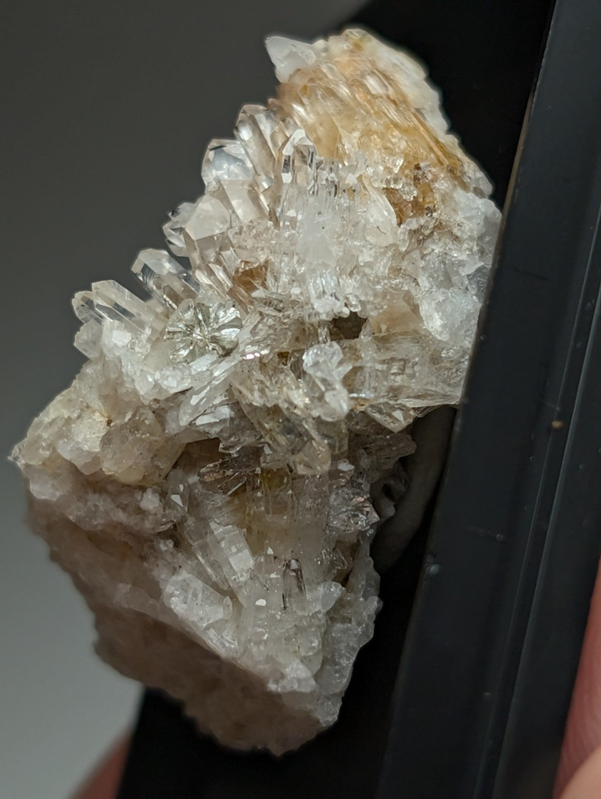 Cookeite on Quartz Crystal, Saline County, Arkansas, Old Stock, w/ photo case