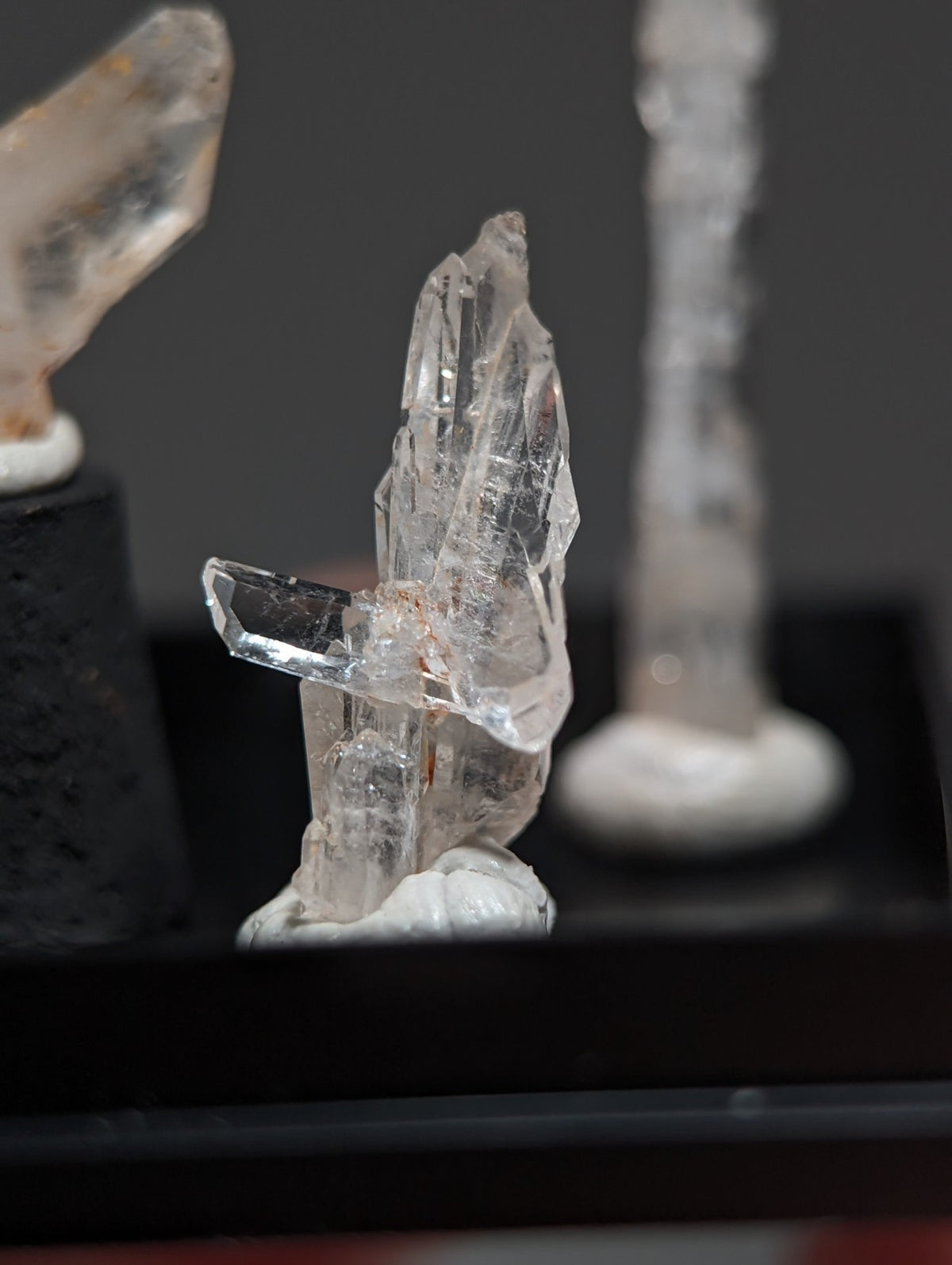 Set of 5 Faden Quartz Crystals, w/ photo case/mount, Montgomery County, Arkansas