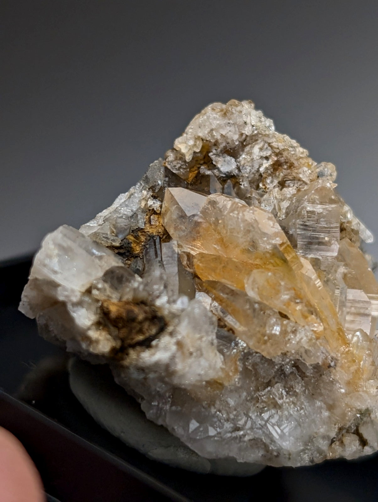 Quartz Crystal Cluster, w/ photo case/mount,  Saline County, Arkansas, Old Stock