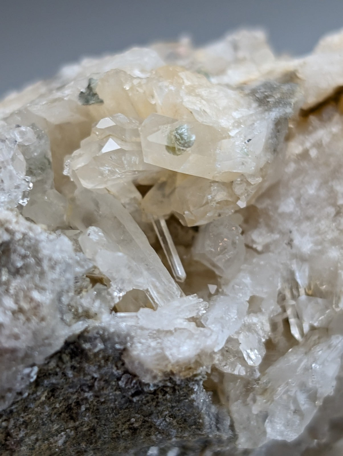 Blue-Green Cookeite on Quartz, Saline County, Arkansas, Old Stock, UV Reactive